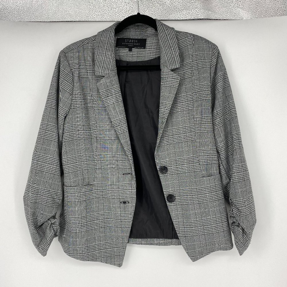 Stoosh | Size M. Plaid Notch Lapel Gray Blazer